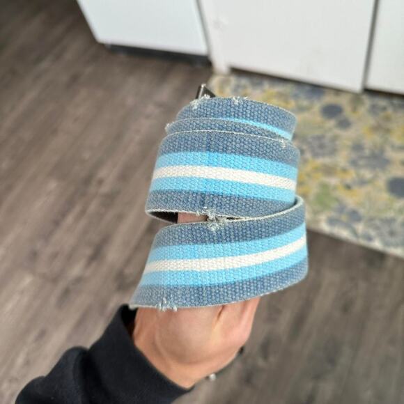 Rare Vintage 00s Y2K American Eagle Blue Rope Canvas Strap Pull Textile Belt - Picture 7 of 7